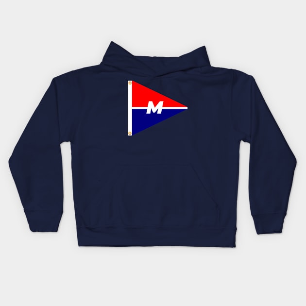 Menunketesuck Yacht Club Burgee Kids Hoodie by Existential Cheerleaders